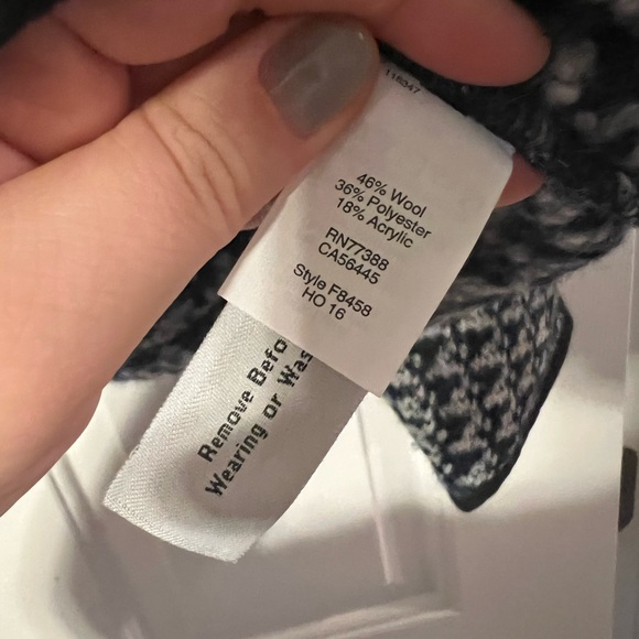 Harmonica Madewell wool pullover large EUC diamond print blue boxy pockets - Picture 10 of 11